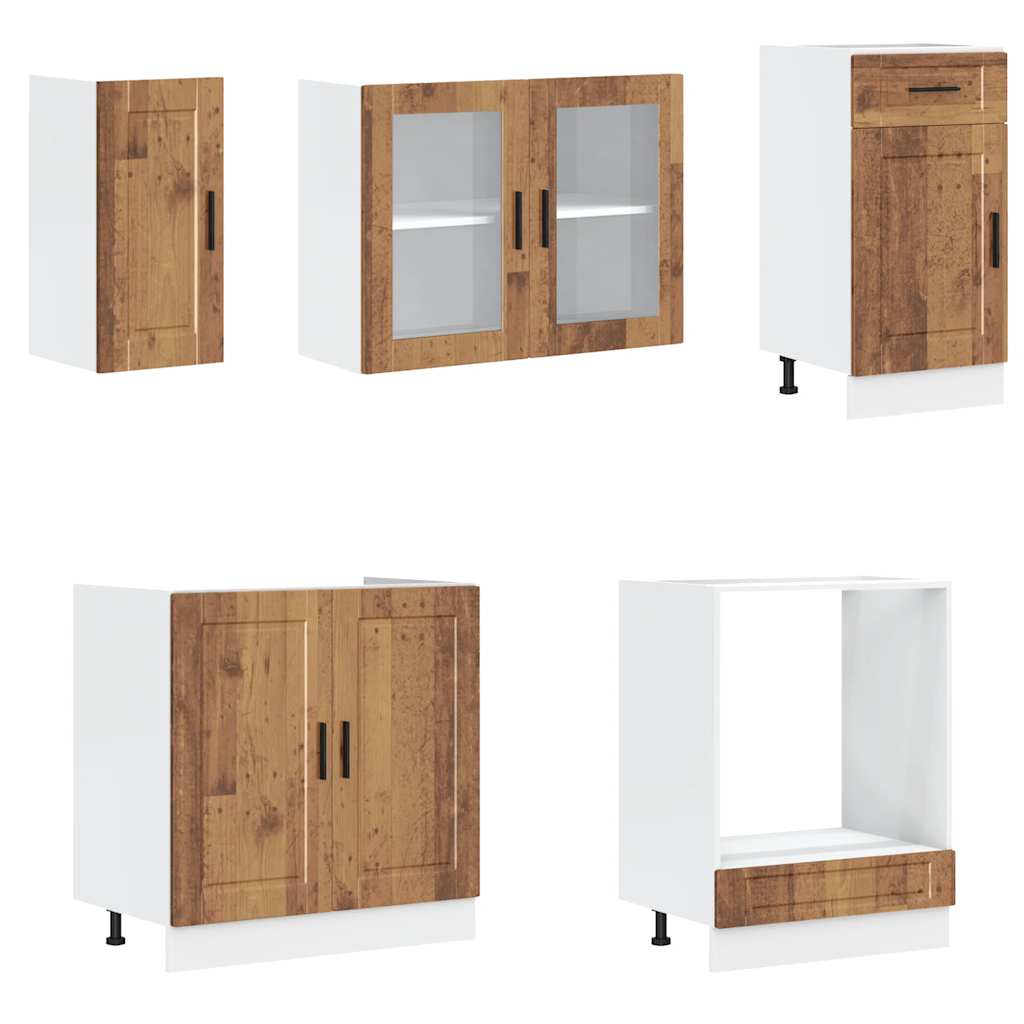 8 Piece Kitchen Cabinet Set Kalmar Old Wood Engineered Wood