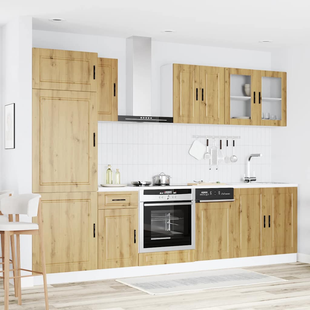 8 Piece Kitchen Cabinet Set Kalmar Artisan Oak Engineered Wood