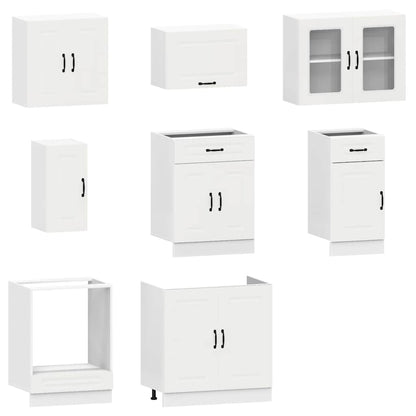 8 Piece Kitchen Cabinet Set Kalmar White Engineered Wood