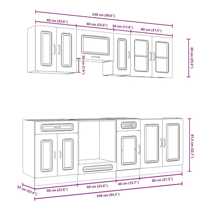 8 Piece Kitchen Cabinet Set Kalmar White Engineered Wood