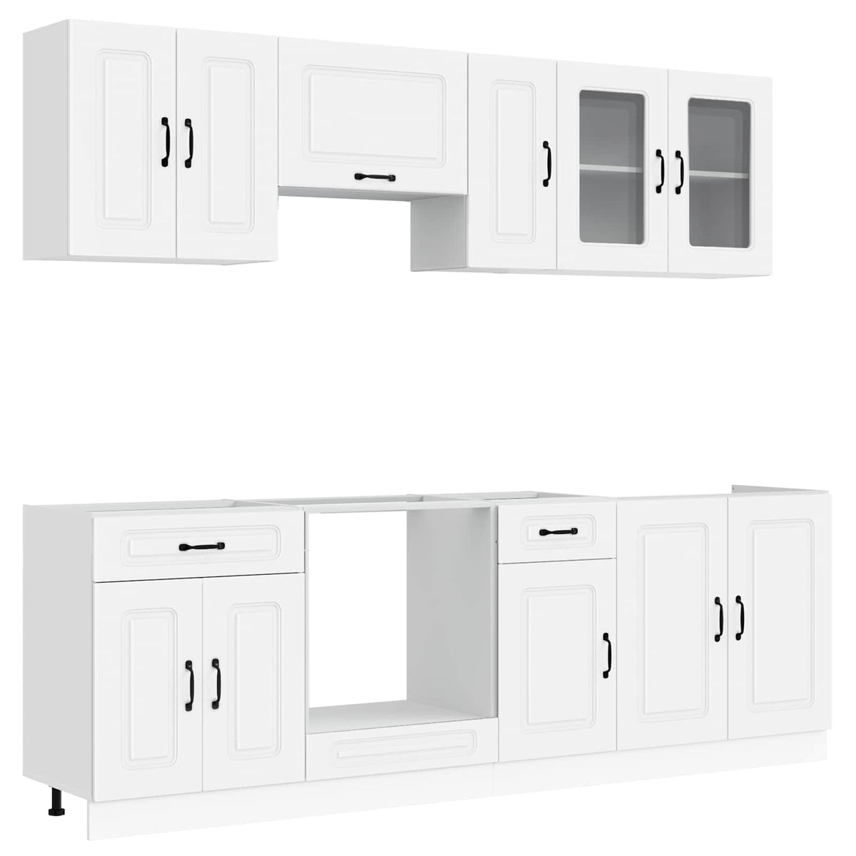 8 Piece Kitchen Cabinet Set "Kalmar" White Engineered Wood