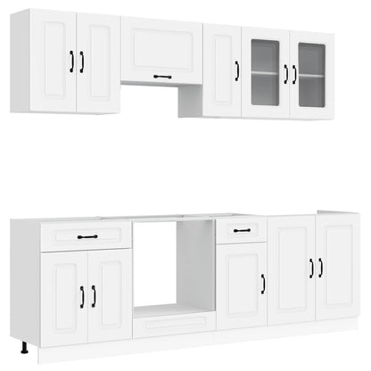 8 Piece Kitchen Cabinet Set "Kalmar" White Engineered Wood