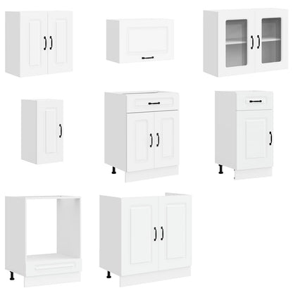 8 Piece Kitchen Cabinet Set "Kalmar" White Engineered Wood