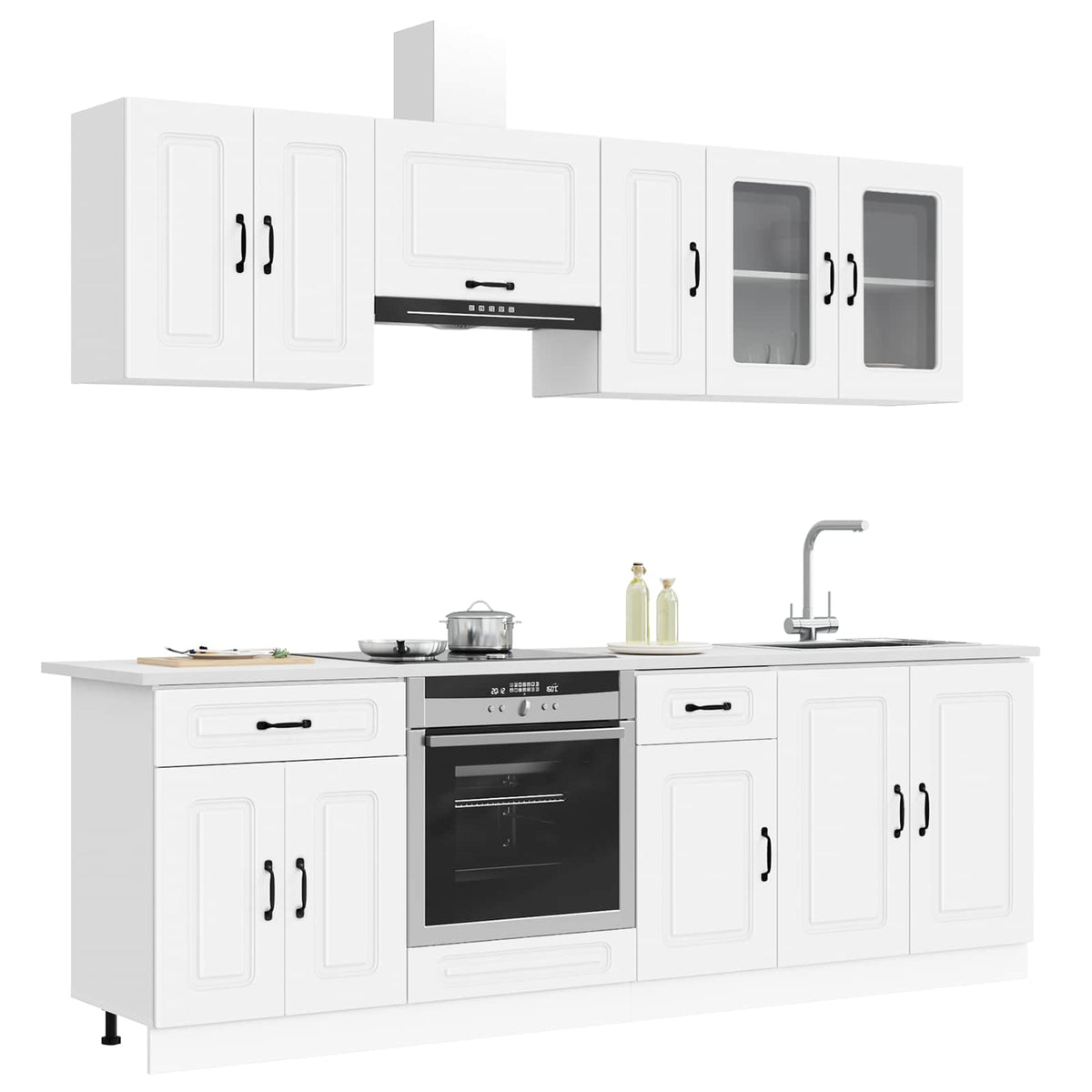 8 Piece Kitchen Cabinet Set "Kalmar" White Engineered Wood