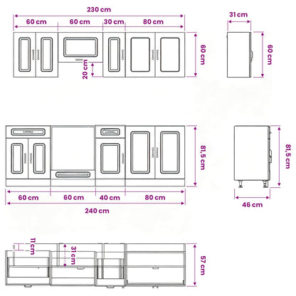8 Piece Kitchen Cabinet Set "Kalmar" White Engineered Wood