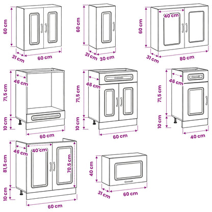 8 Piece Kitchen Cabinet Set "Kalmar" White Engineered Wood