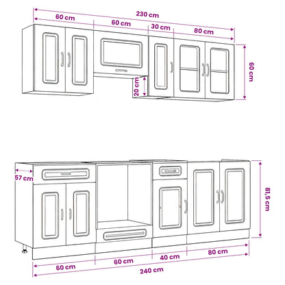8 Piece Kitchen Cabinet Set "Kalmar" White Engineered Wood