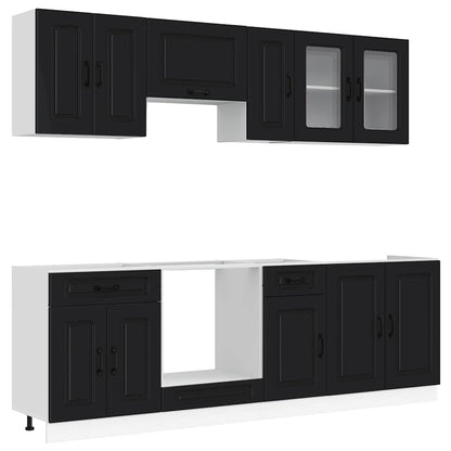 8 Piece Kitchen Cabinet Set "Kalmar" Black Engineered Wood