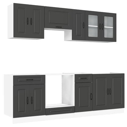 8 Piece Kitchen Cabinet Set Kalmar Black Engineered Wood