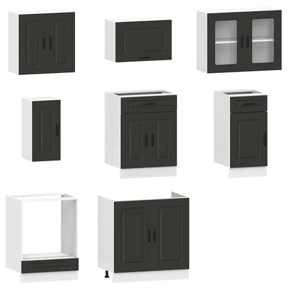 8 Piece Kitchen Cabinet Set Kalmar Black Engineered Wood