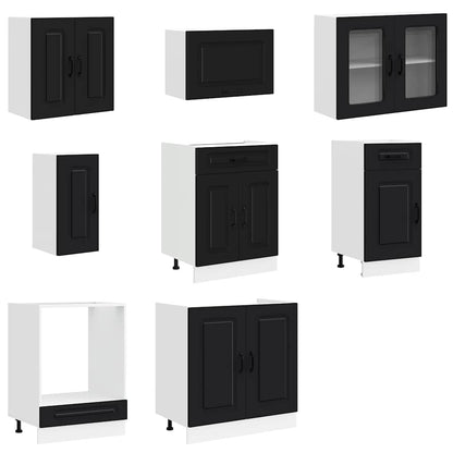 8 Piece Kitchen Cabinet Set Kalmar Black Engineered Wood