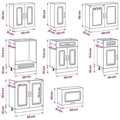 8 Piece Kitchen Cabinet Set Kalmar Black Engineered Wood