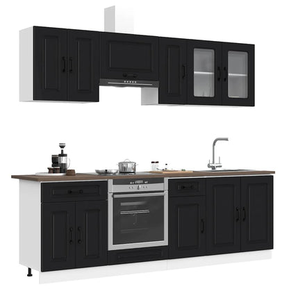 8 Piece Kitchen Cabinet Set Kalmar Black Engineered Wood