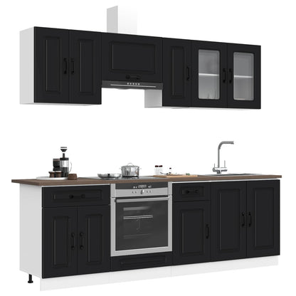 8 Piece Kitchen Cabinet Set "Kalmar" Black Engineered Wood