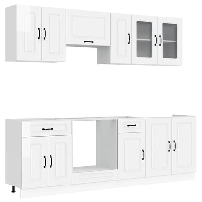 8 Piece Kitchen Cabinet Set "Kalmar" High Gloss White