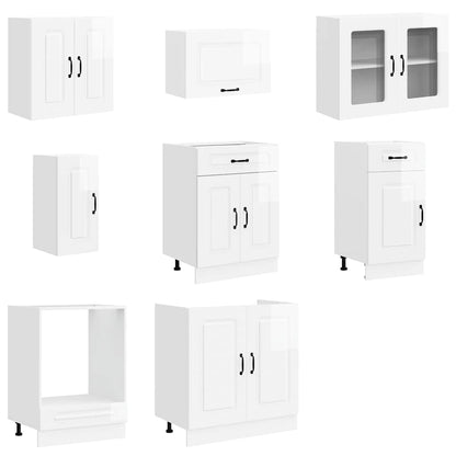 8 Piece Kitchen Cabinet Set "Kalmar" High Gloss White