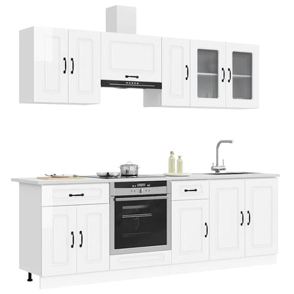 8 Piece Kitchen Cabinet Set "Kalmar" High Gloss White