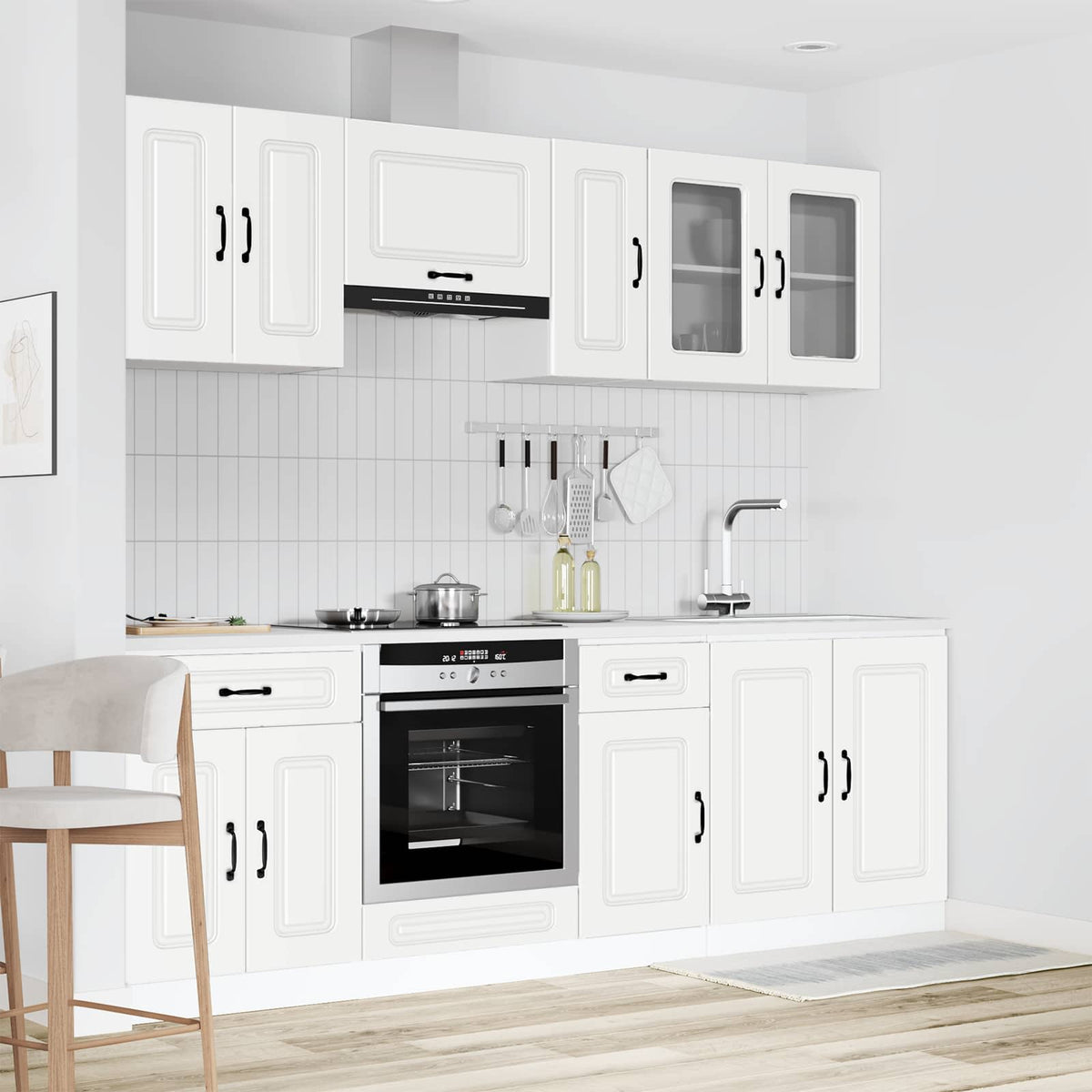 8 Piece Kitchen Cabinet Set "Kalmar" High Gloss White