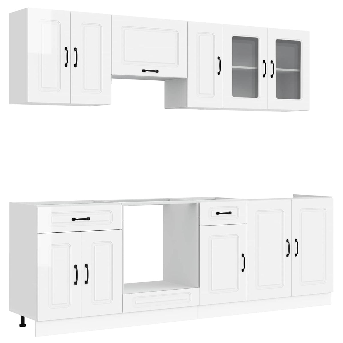 8 Piece Kitchen Cabinet Set "Kalmar" High Gloss White