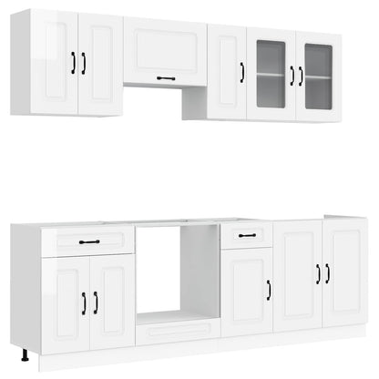 8 Piece Kitchen Cabinet Set "Kalmar" High Gloss White