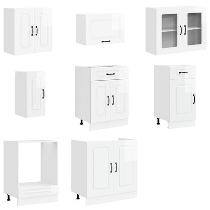 8 Piece Kitchen Cabinet Set "Kalmar" High Gloss White