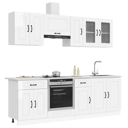 8 Piece Kitchen Cabinet Set "Kalmar" High Gloss White