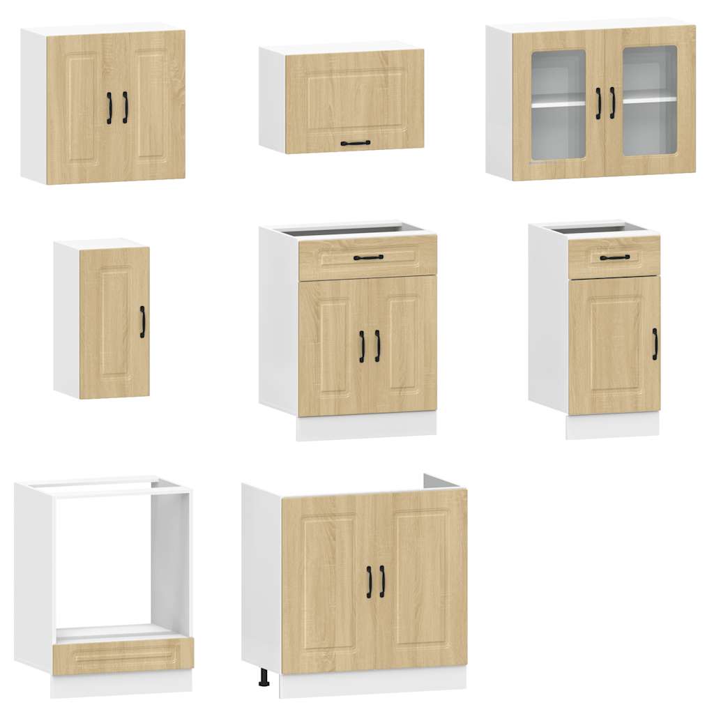 8 Piece Kitchen Cabinet Set Kalmar Sonoma Oak Engineered Wood