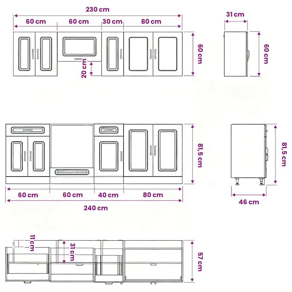 8 Piece Kitchen Cabinet Set "Kalmar" Sonoma Oak Engineered Wood