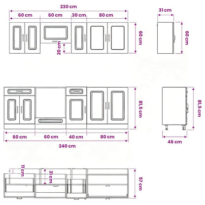8 Piece Kitchen Cabinet Set "Kalmar" Sonoma Oak Engineered Wood