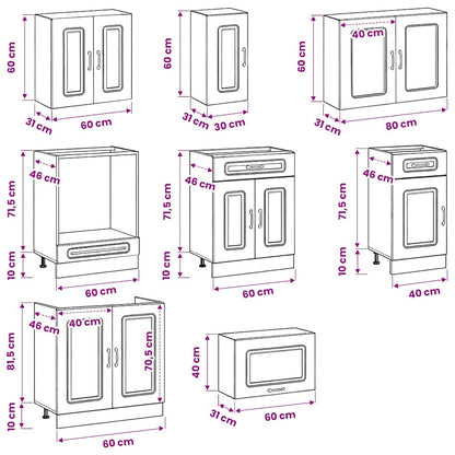 8 Piece Kitchen Cabinet Set "Kalmar" Sonoma Oak Engineered Wood