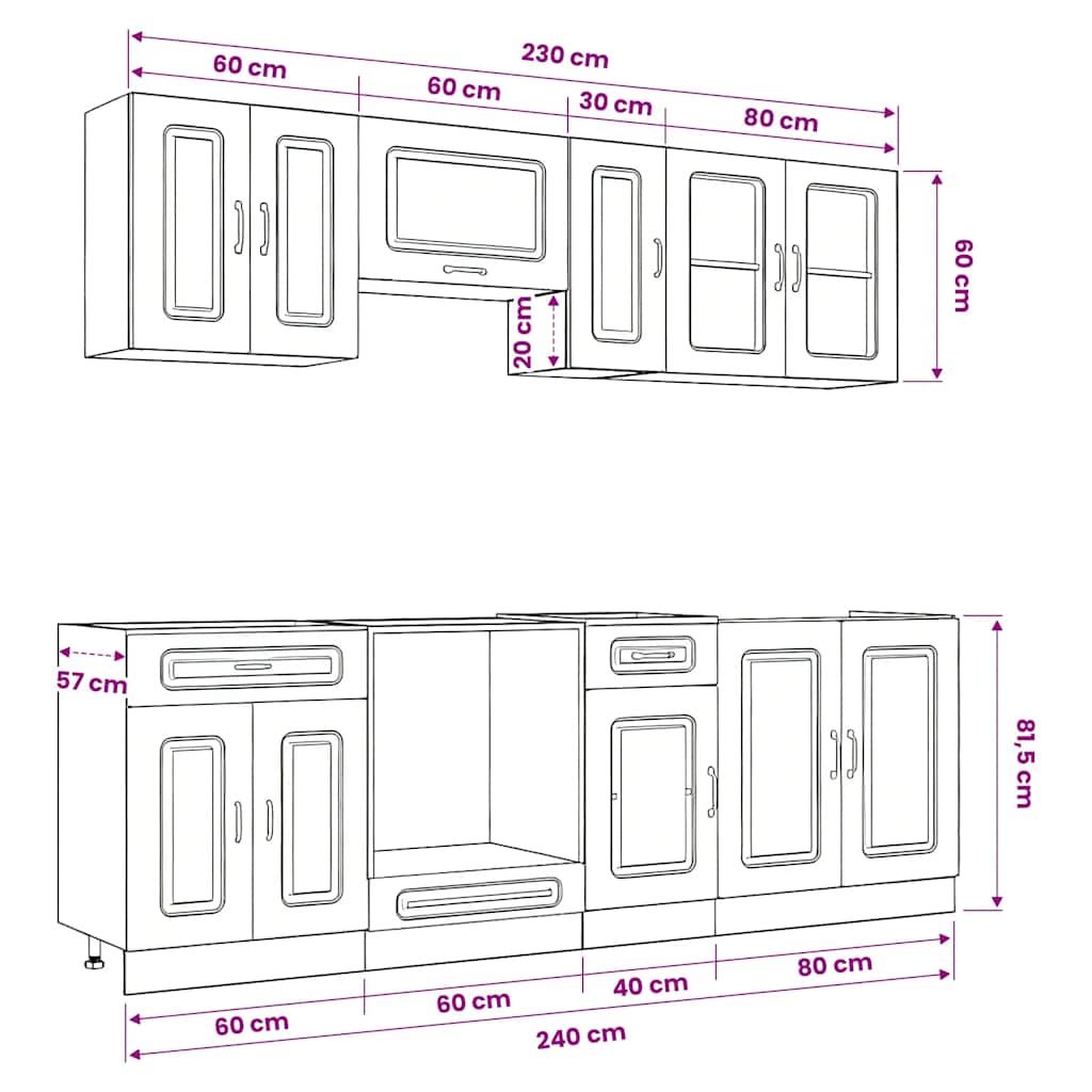 8 Piece Kitchen Cabinet Set "Kalmar" Sonoma Oak Engineered Wood