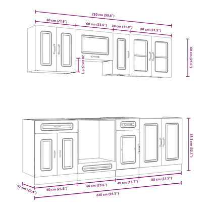 8 Piece Kitchen Cabinet Set Kalmar Concrete Grey Engineered Wood