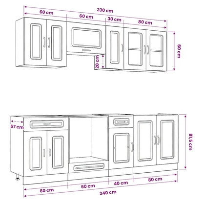 8 Piece Kitchen Cabinet Set Kalmar Concrete Grey Engineered Wood