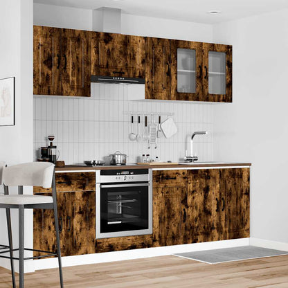 8 Piece Kitchen Cabinet Set "Kalmar" Smoked Oak Engineered Wood