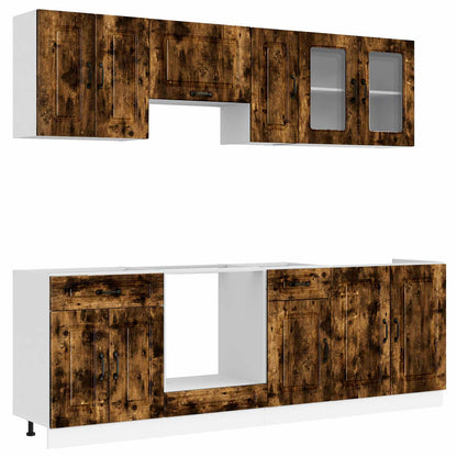 8 Piece Kitchen Cabinet Set "Kalmar" Smoked Oak Engineered Wood