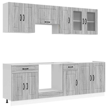 8 Piece Kitchen Cabinet Set Kalmar Grey Sonoma Engineered Wood