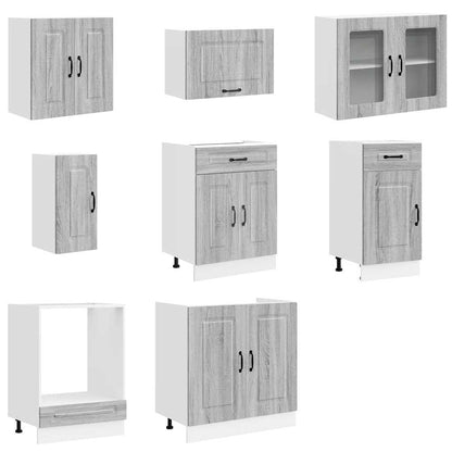 8 Piece Kitchen Cabinet Set Kalmar Grey Sonoma Engineered Wood