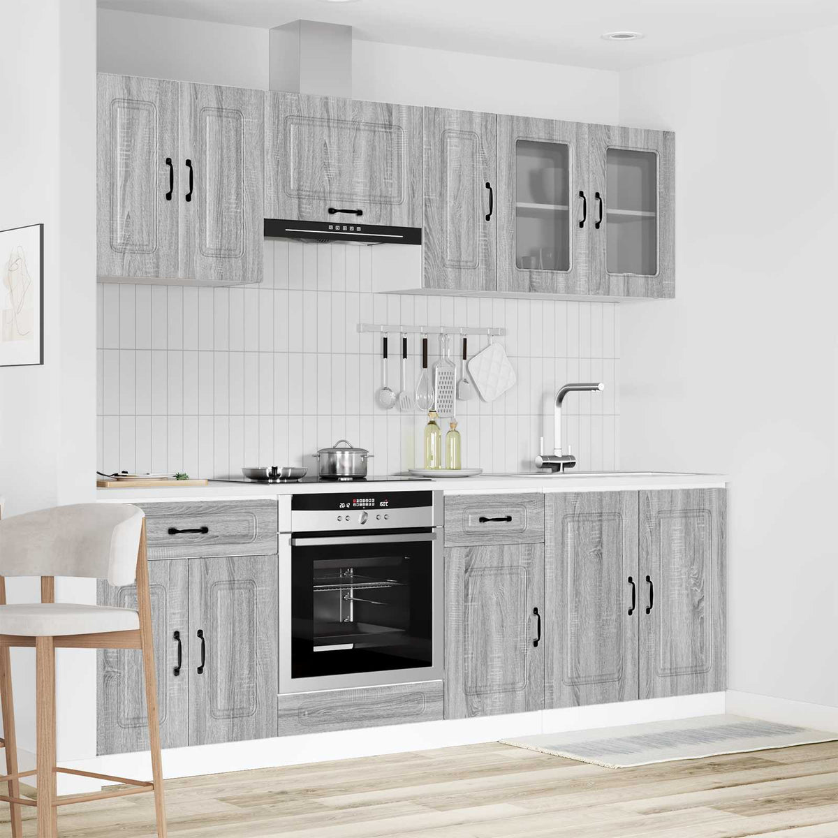 8 Piece Kitchen Cabinet Set "Kalmar" Grey Sonoma Engineered Wood