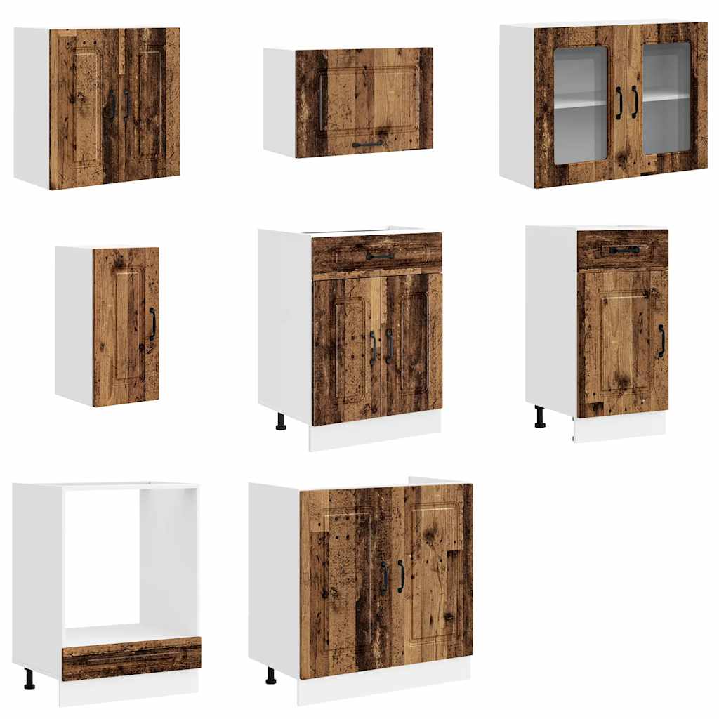 8 Piece Kitchen Cabinet Set "Kalmar" Old Wood Engineered Wood