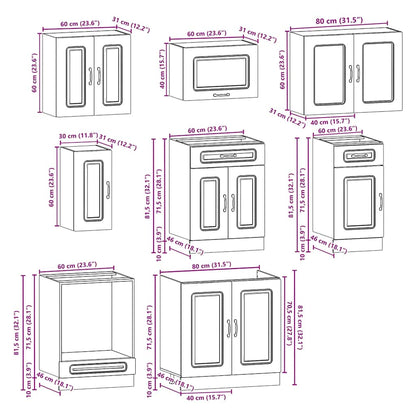 8 Piece Kitchen Cabinet Set Kalmar Old Wood Engineered Wood