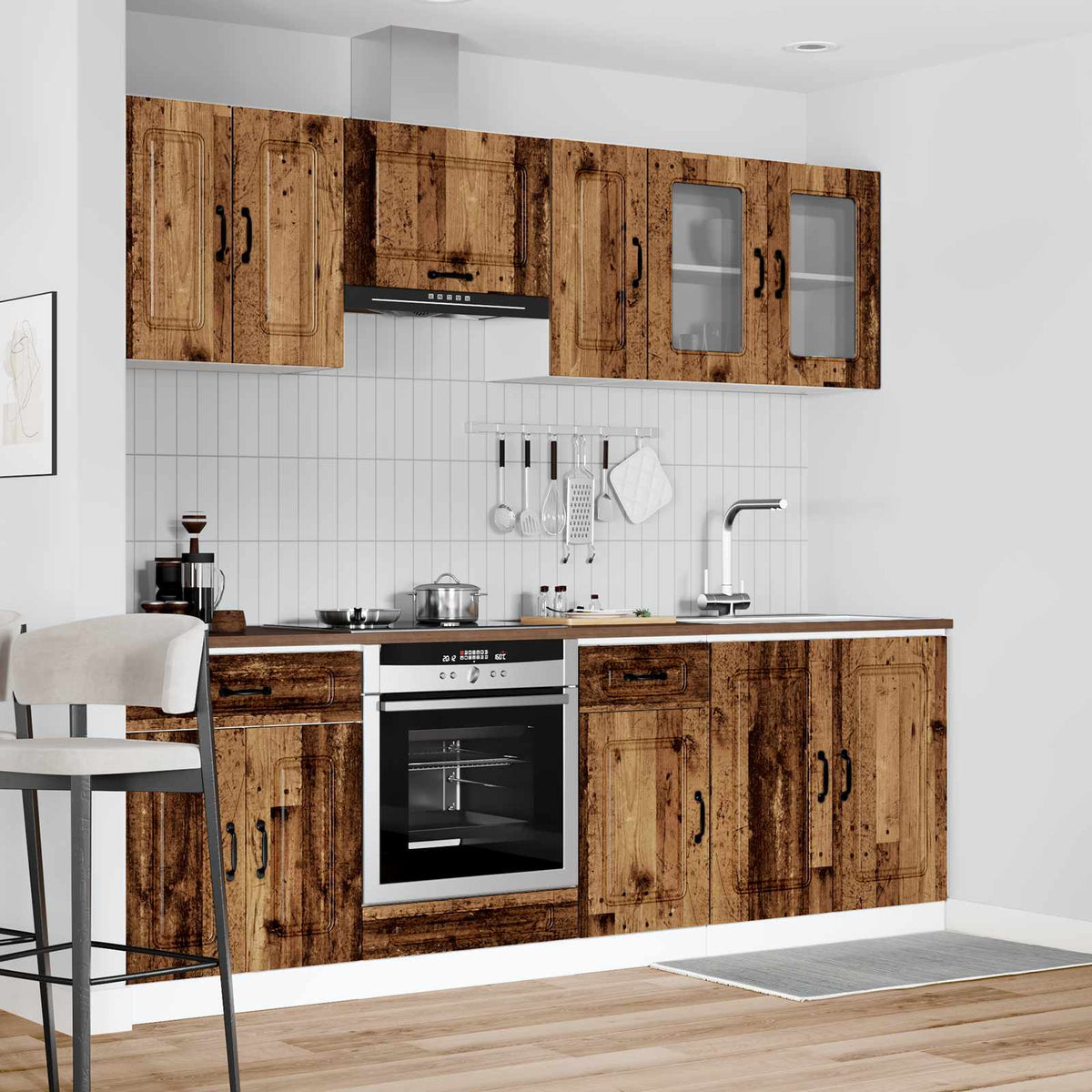 8 Piece Kitchen Cabinet Set "Kalmar" Old Wood Engineered Wood