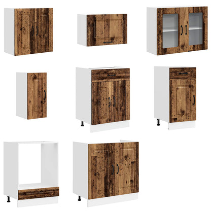 8 Piece Kitchen Cabinet Set "Kalmar" Old Wood Engineered Wood