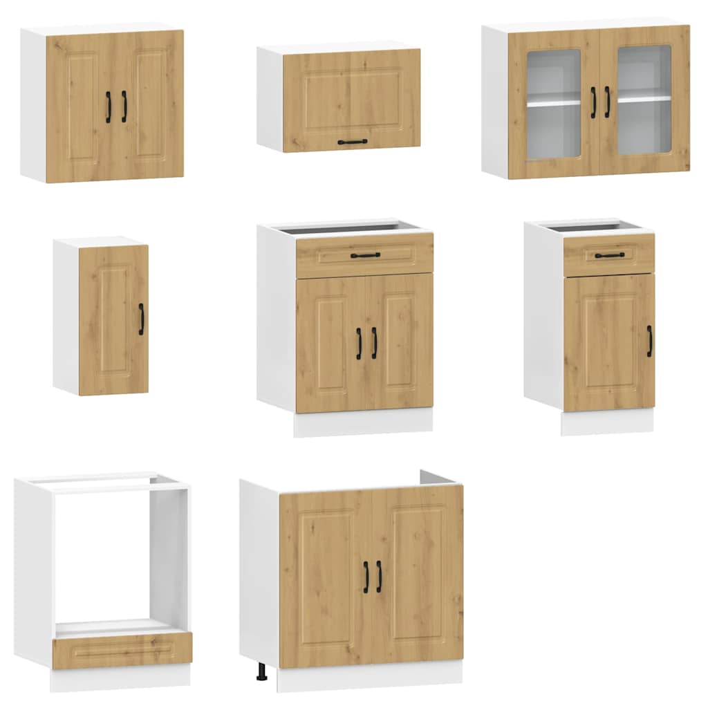 8 Piece Kitchen Cabinet Set Kalmar Artisan Oak Engineered Wood