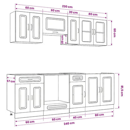 8 Piece Kitchen Cabinet Set Kalmar Artisan Oak Engineered Wood