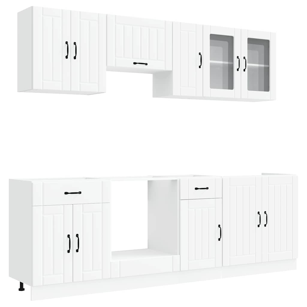 8 Piece Kitchen Cabinet Set "Kalmar" White Engineered Wood