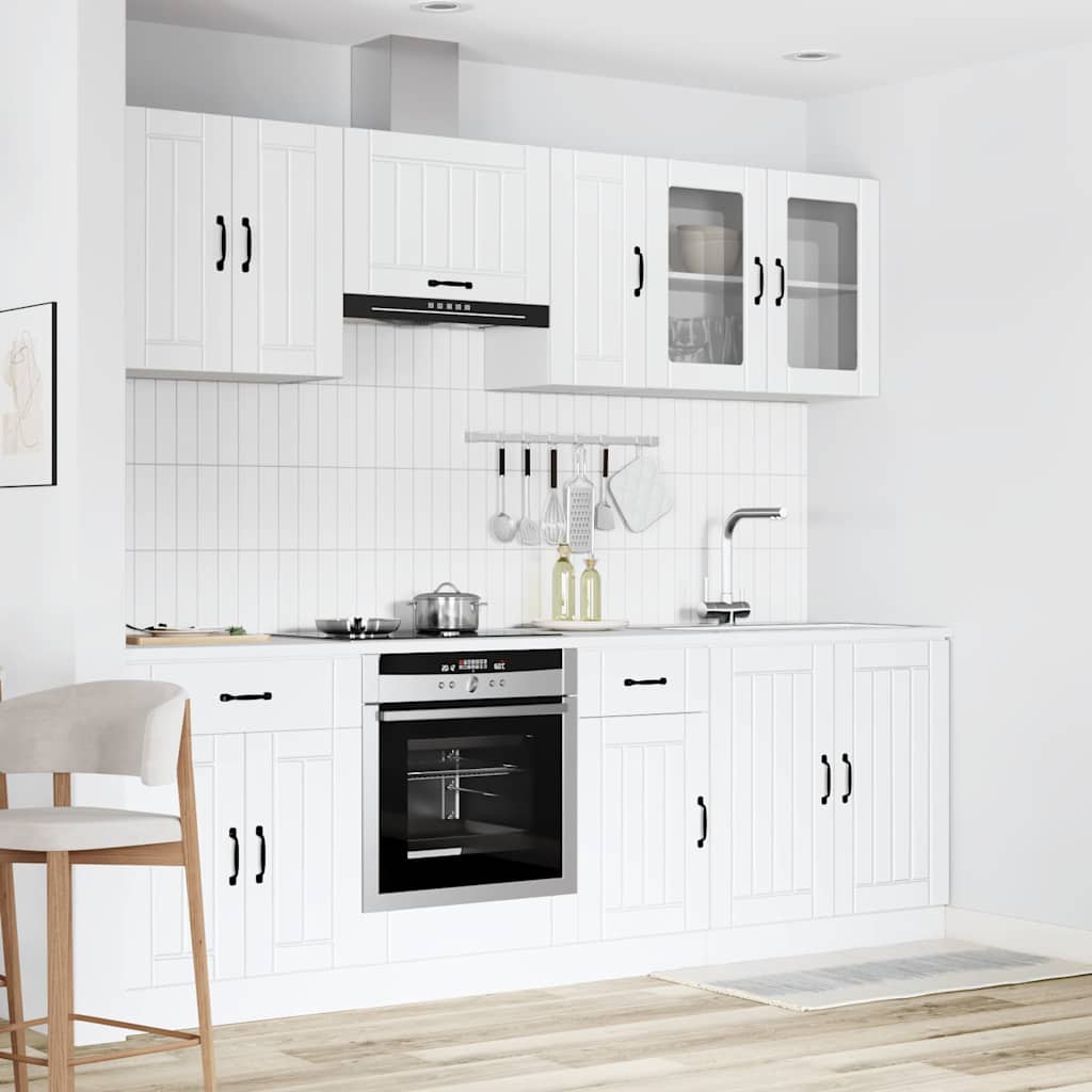 8 Piece Kitchen Cabinet Set "Kalmar" White Engineered Wood
