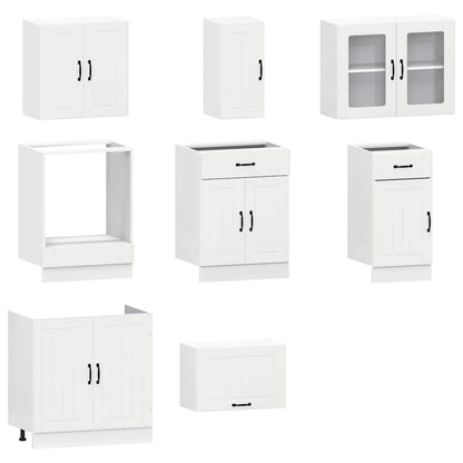 8 Piece Kitchen Cabinet Set Kalmar White Engineered Wood