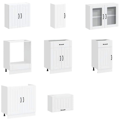 8 Piece Kitchen Cabinet Set "Kalmar" White Engineered Wood