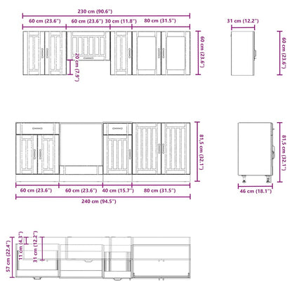 8 Piece Kitchen Cabinet Set Kalmar White Engineered Wood