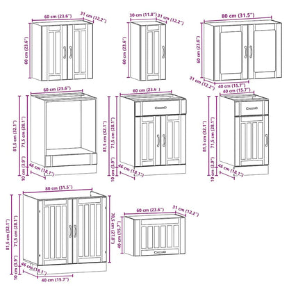 8 Piece Kitchen Cabinet Set Kalmar White Engineered Wood